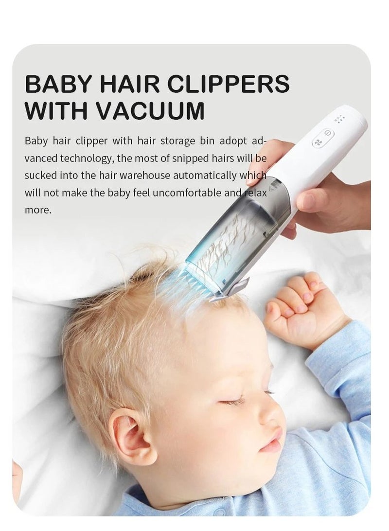 ماكينة قص شعر الأطفال الكهربائية، ماكينة تشذيب شعر الأطفال بالشفط التلقائي، مجموعة قص شعر فائقة الهدوء للرضع والأطفال الصغار، ماكينة تشذيب شعر لاسلكية قابلة لإعادة الشحن عبر USB للأطفال - Image 1
