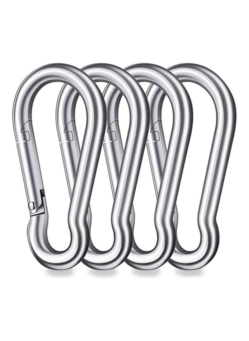SIGNATRON SIGNATRON Stainless Steel Spring Snap Hook CarabinerHook Swing ConnectorHeavy Duty Multipurpose Silver Pack of 4  - Image 1
