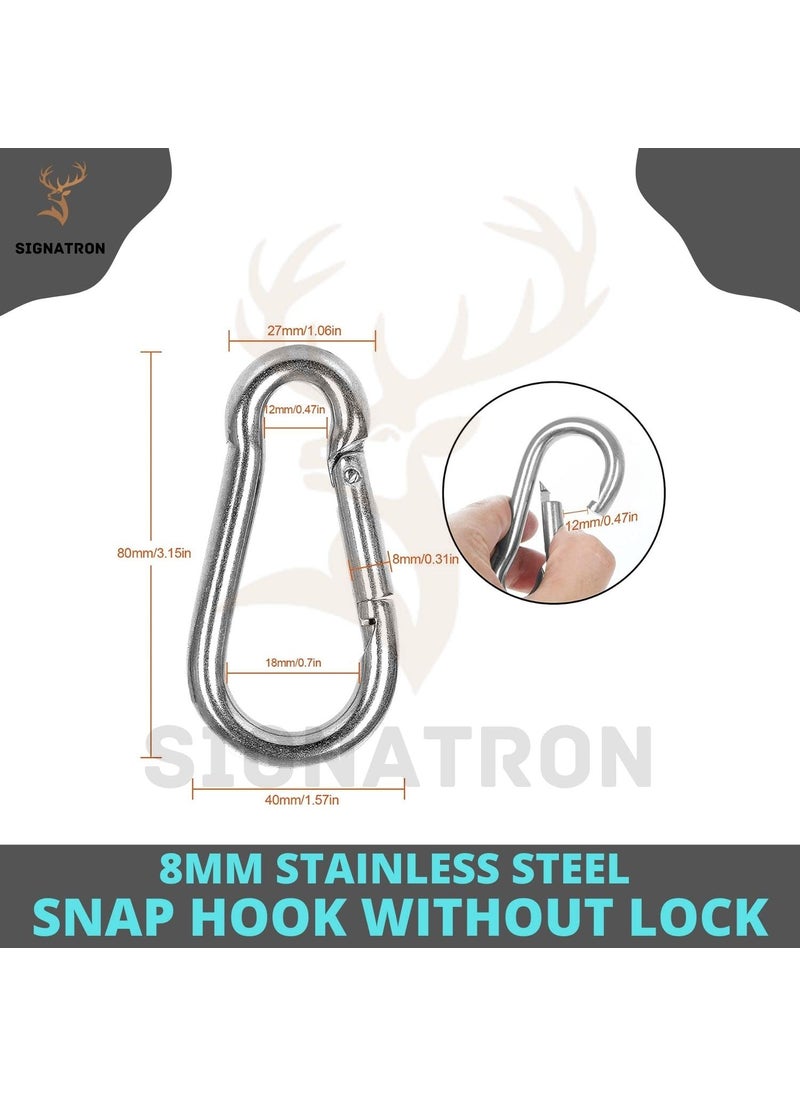 SIGNATRON SIGNATRON Stainless Steel Spring Snap Hook CarabinerHook Swing ConnectorHeavy Duty Multipurpose Silver Pack of 4  - Image 3