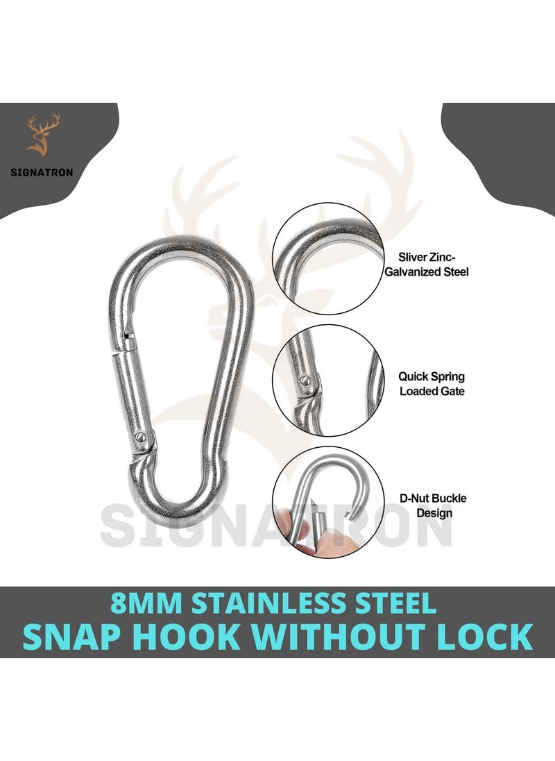 SIGNATRON SIGNATRON Stainless Steel Spring Snap Hook CarabinerHook Swing ConnectorHeavy Duty Multipurpose Silver Pack of 4  - Image 2