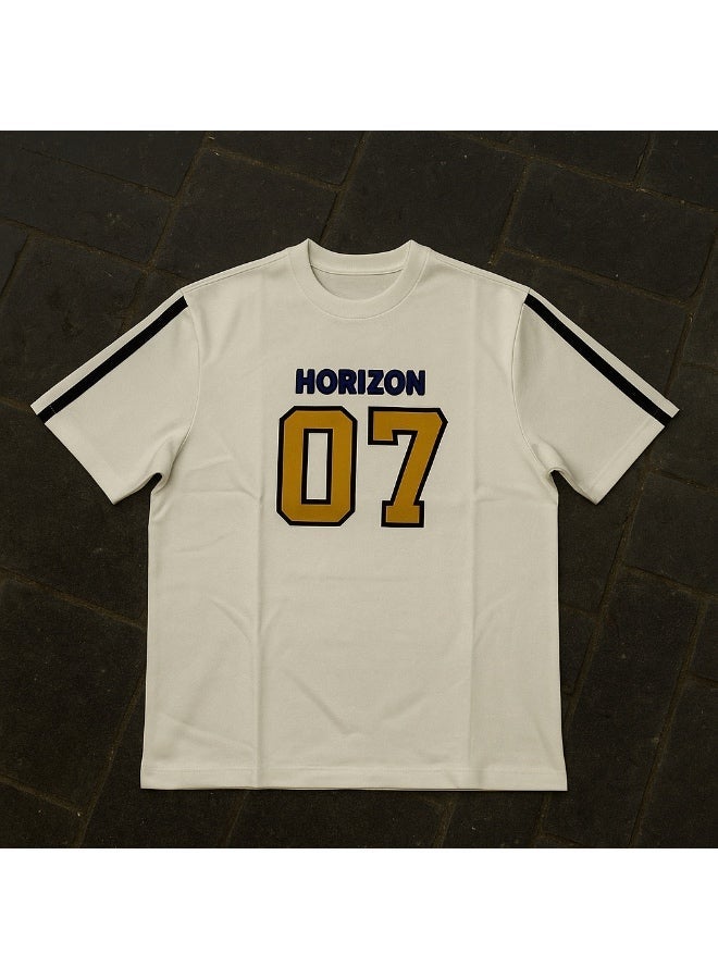 Mr Darzi Horizon 07 – White Premium Cotton Crew T-Shirt