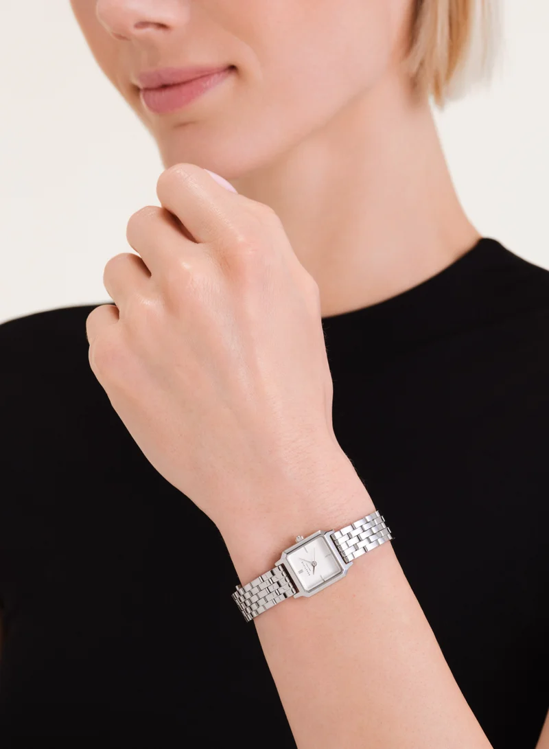 RoseField Rosefield The Boxelle White dial Silver Steel Strap Women Watch, BWSSS-B02