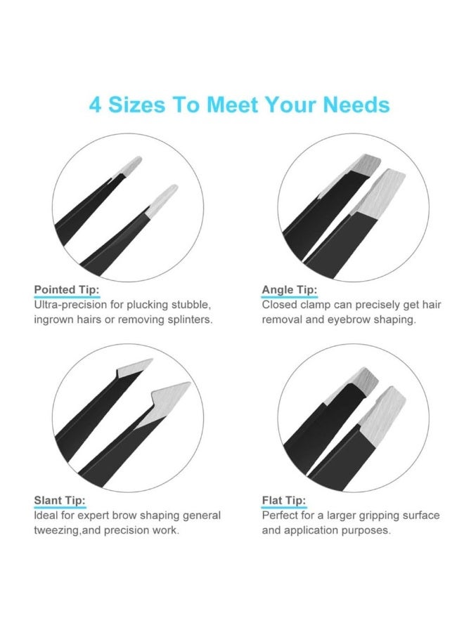 6 Pieces Stainless Steel Beauty Grooming Tool Set, Precision Tweezers & Styling Brush Kit with Leather Storage Pouch for Facial Hair Trimming & Daily Cosmetic Use - Image 3