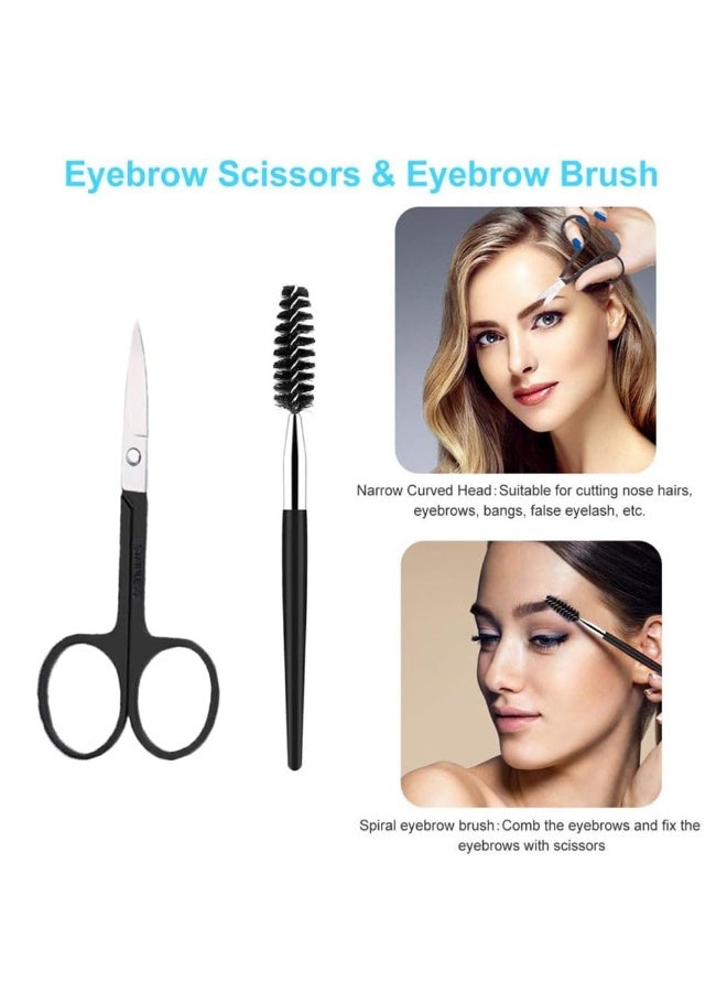 6 Pieces Stainless Steel Beauty Grooming Tool Set, Precision Tweezers & Styling Brush Kit with Leather Storage Pouch for Facial Hair Trimming & Daily Cosmetic Use - Image 5