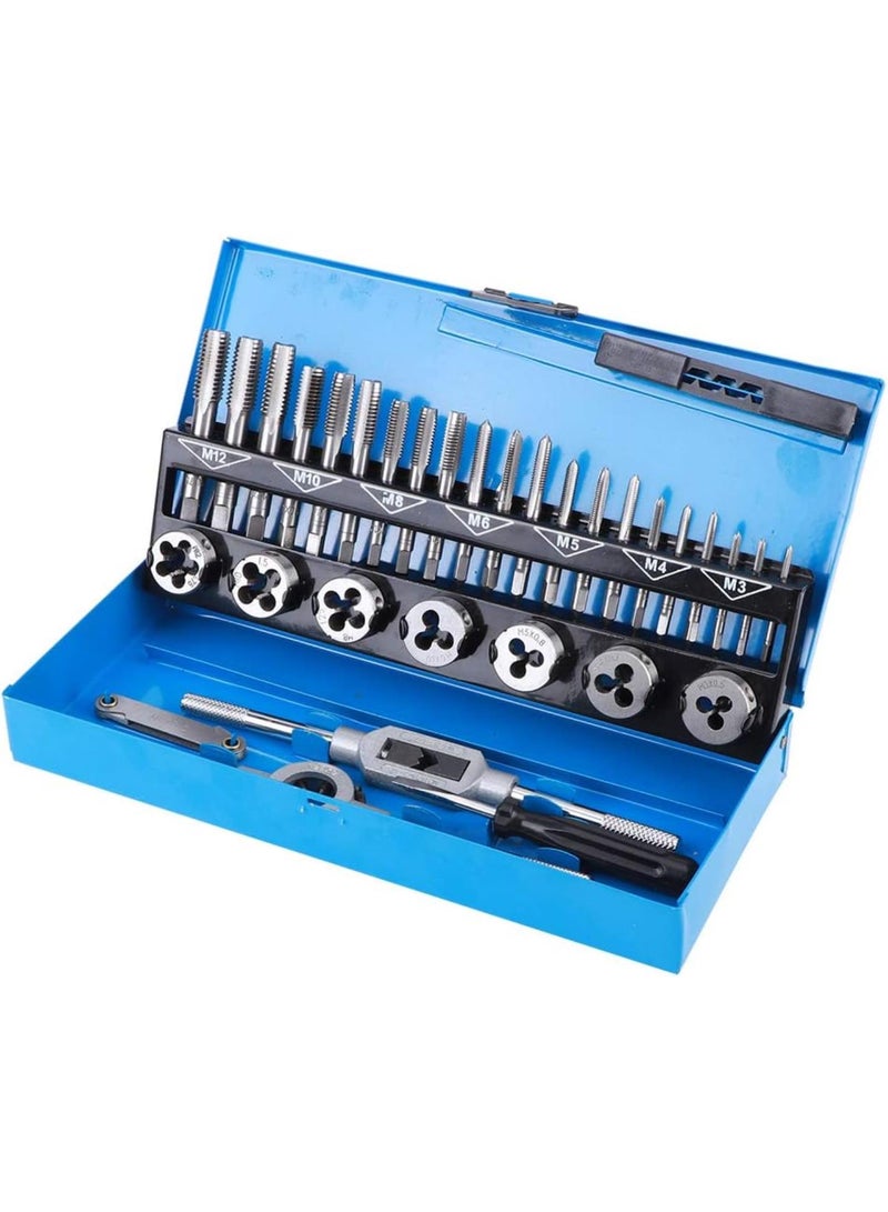 GGOOT 32Pcs Threaded Tap and Die Set Rethread Tool Kit with Storage Bag, Hardware Supplies  - Image 1