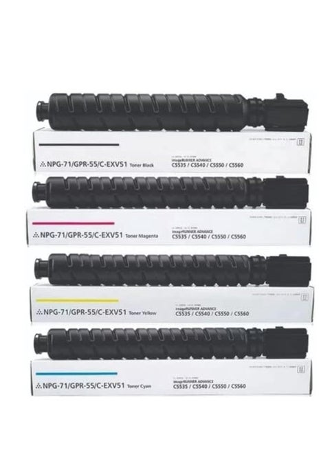 Office maker Compatible Toners for Canon GPR55 C-EXV-51 for Use with Canon IMAGERUNNER ADVANCE C5535 5535I C5540I C5550I C5560I Printer,4-Pack