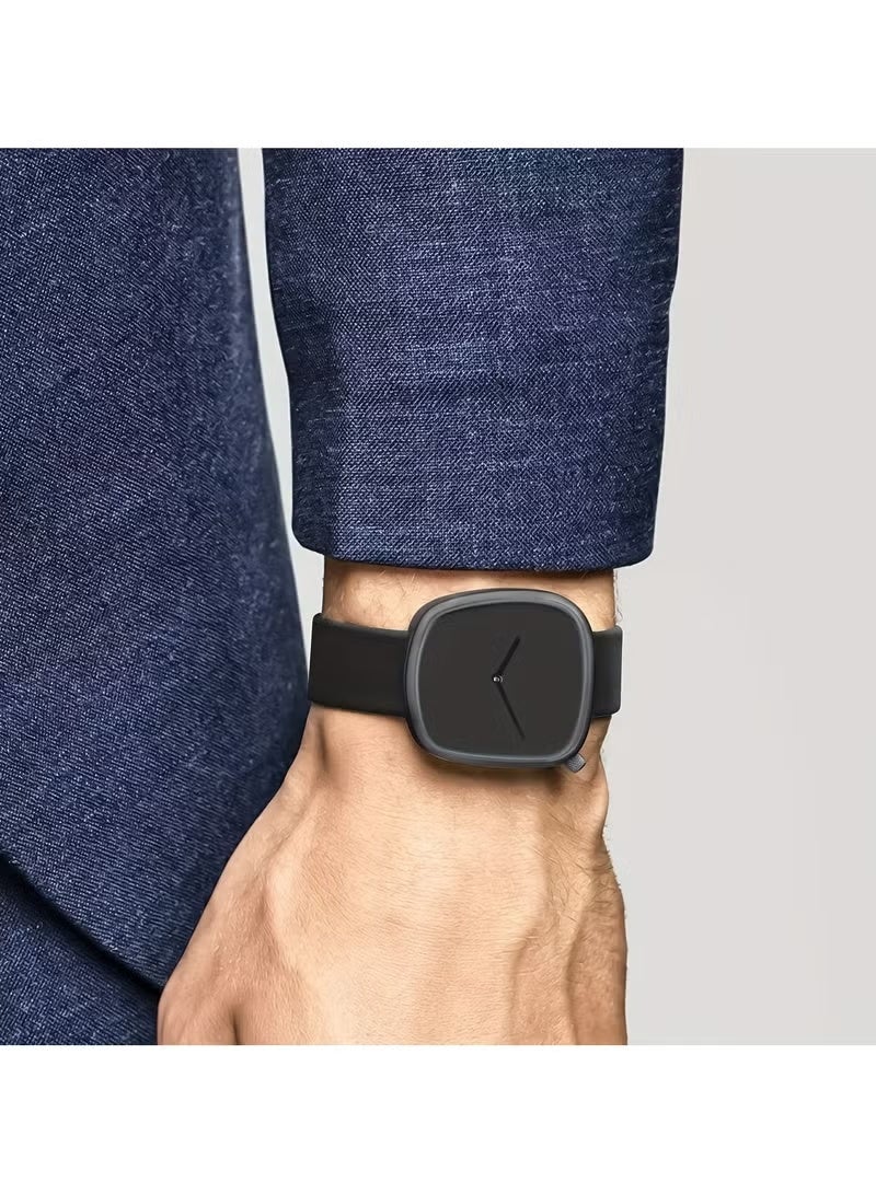 TOMI A Minimalist Square Watch With Pebble-like Design, Featuring No Scale, For Both Men And Women, With A PU Leather Strap - Image 4