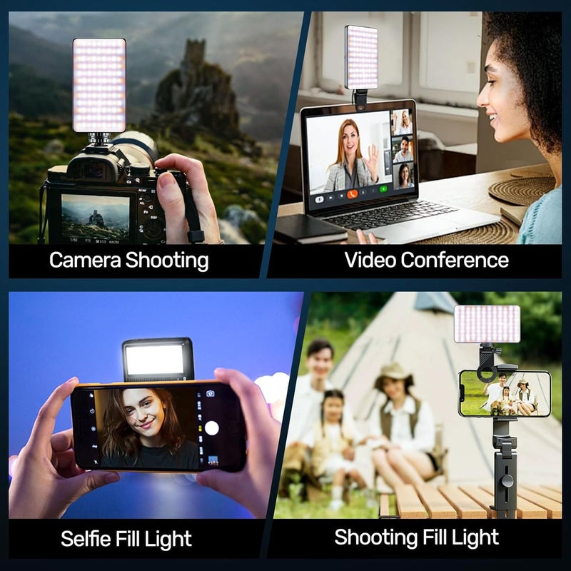 CASON ضوء محمول 2 في 1 لتصوير الفيديو يوتيوب - قابل للتعتيم 2500-9900K ضوء كاميرا التصوير / ضوء حلقي للهاتف، أضواء قابلة للتثبيت على اللابتوب - بطارية قابلة للشحن 3000mAh - Image 5