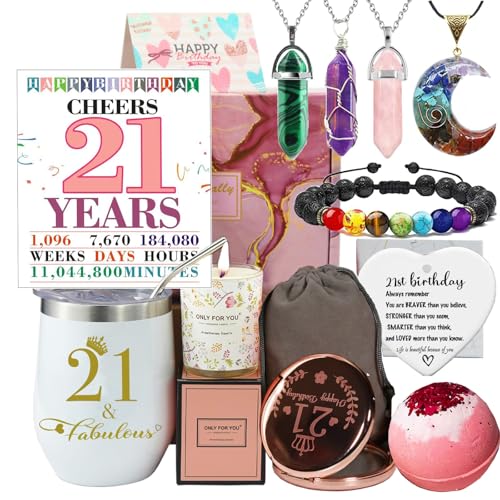Carselage 21st Birthday Gifts for Her Unique 21 Years Old Crystal Gifts Basket Decorations for Women Friends Younger Sister Daughters BFF Granddaughters - Image 1