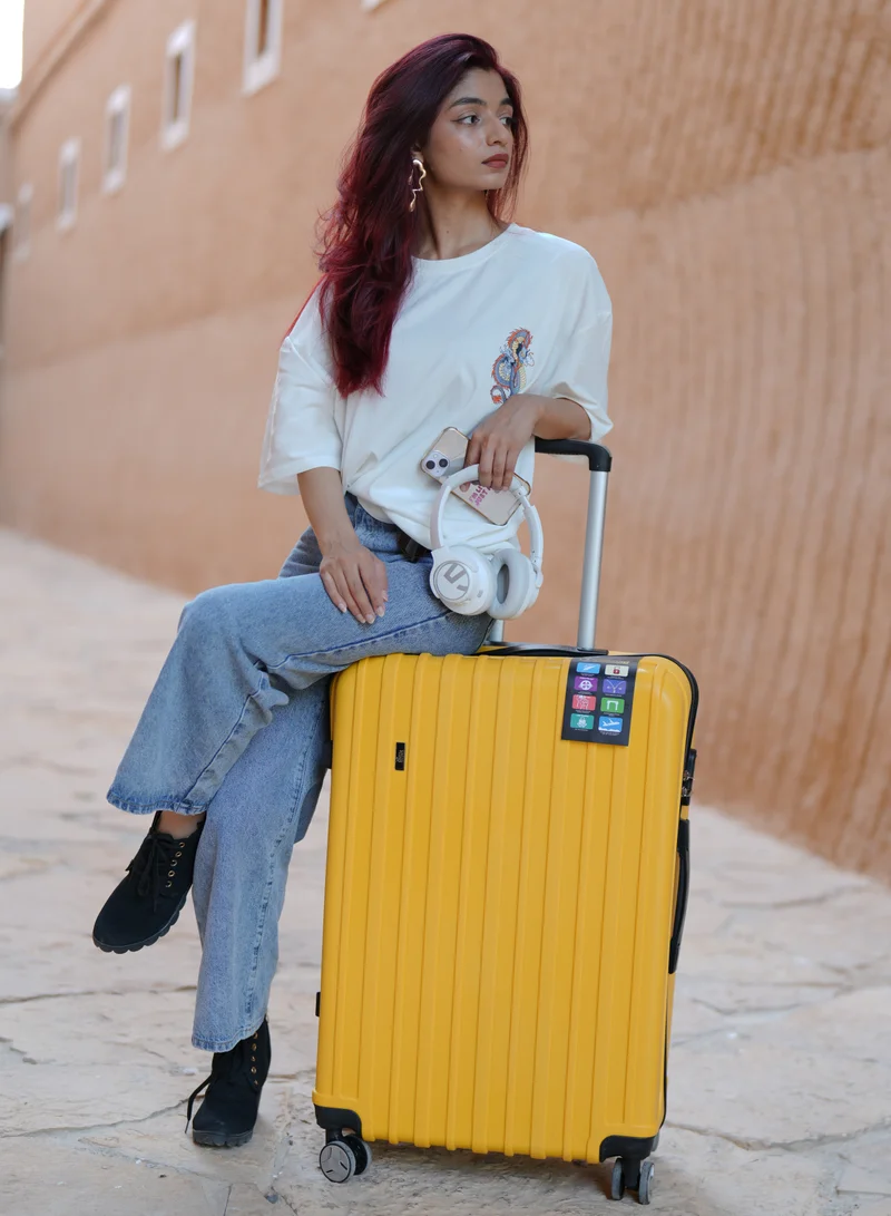MNUK Viator Set of 3 Luggage | Hard-side Smooth and comfortable Luggage Trolley with TSA Lock | PP Material | Double 360° 8 Wheeler| Cabin, Medium, Large| Yellow