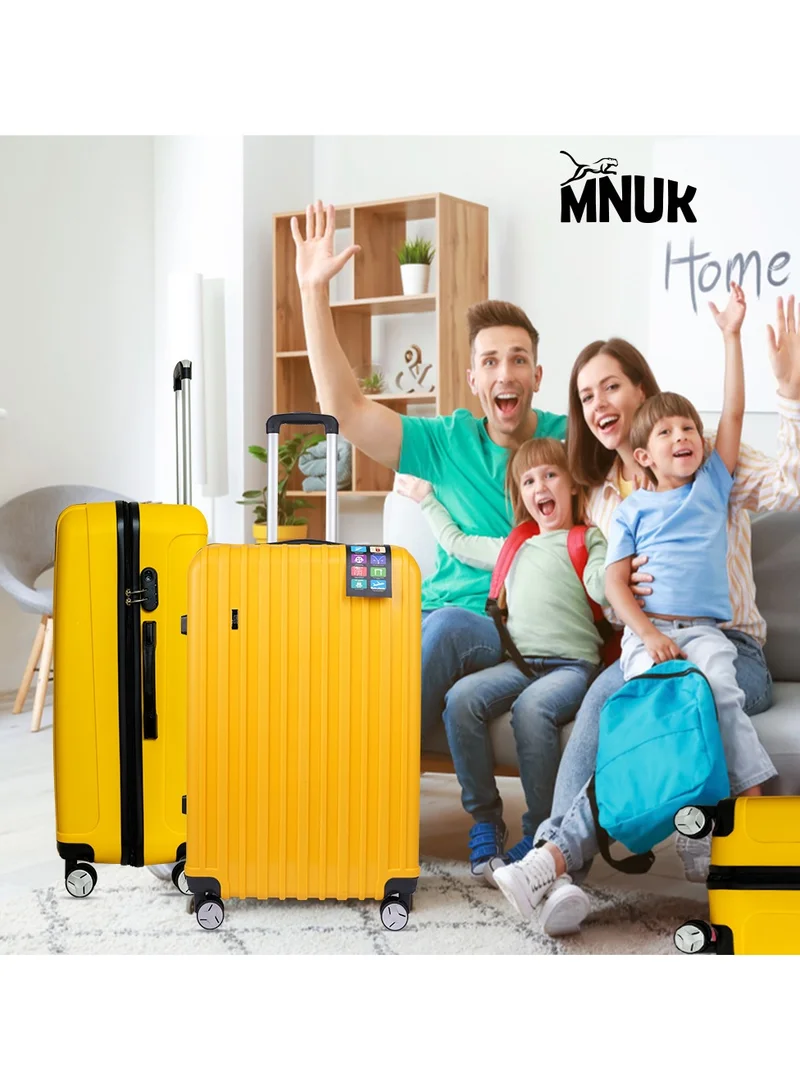 MNUK Viator Set of 3 Luggage | Hard-side Smooth and comfortable Luggage Trolley with TSA Lock | PP Material | Double 360° 8 Wheeler| Cabin, Medium, Large| Yellow