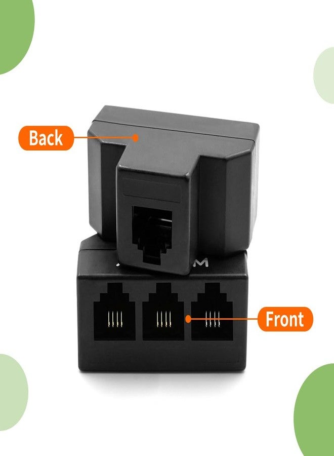 XANHAM RJ11 Cable 3 Way Splitter 6P4C Connector Phone Line Cord Adapter with 3 inch Cable for Landline Telephone Wire, Black, AV01303 - Image 4
