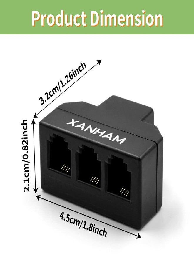 XANHAM RJ11 Cable 3 Way Splitter 6P4C Connector Phone Line Cord Adapter with 3 inch Cable for Landline Telephone Wire, Black, AV01303 - Image 3