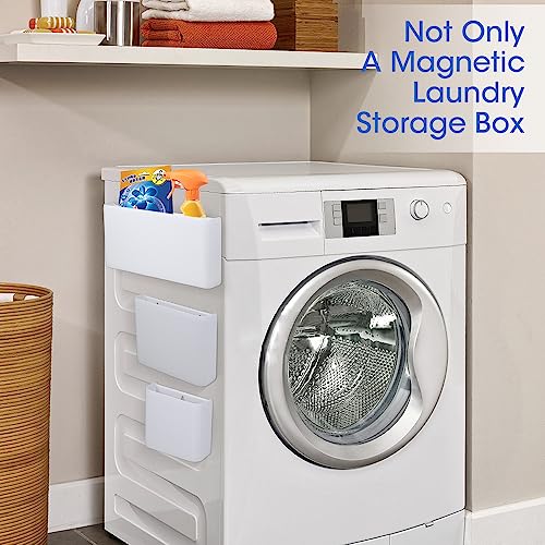 Picowe 3 PCS Magnetic Laundry Storage, Magnetic Storage Box for Laundry Room, Kitchen, Bathroom, Office, Space-Saving Trash Container Hanging on Dryer, Washer or Wall Mount Trash Bin (White) - Image 5