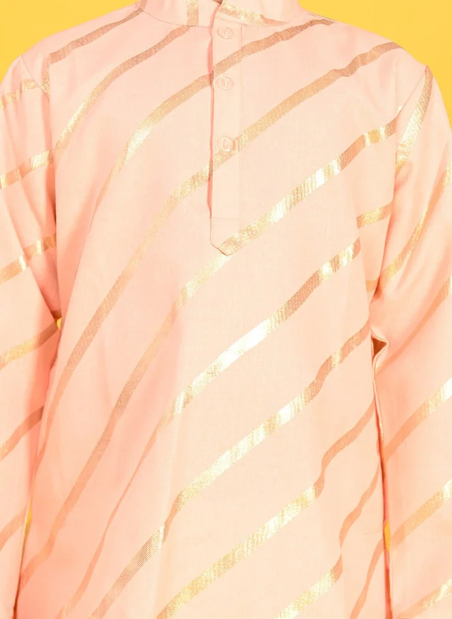 Saka Designs Boys Striped Printed Kurta With Pyjamas