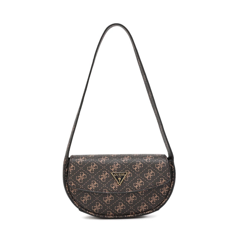 GUESS Camera Bag Women's Fedora Flap Shoulder Bag Women's Bag Brown Print - Image 1