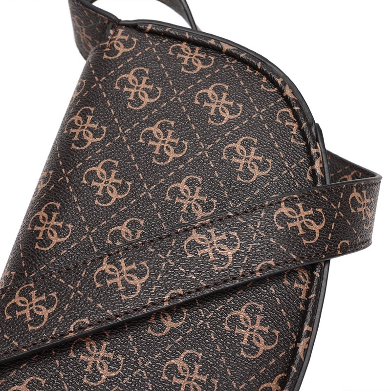 GUESS Camera Bag Women's Fedora Flap Shoulder Bag Women's Bag Brown Print - Image 3