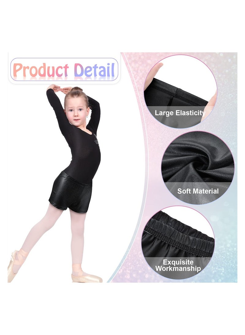 Excefore Girls Dance Shorts, 2 Pcs Girls Breathable Gymnastics Shorts Glitter Ballet Dance Shorts Tumbling Athletic Metallic Girls' Athletic Shorts for Kid Girls - Image 5