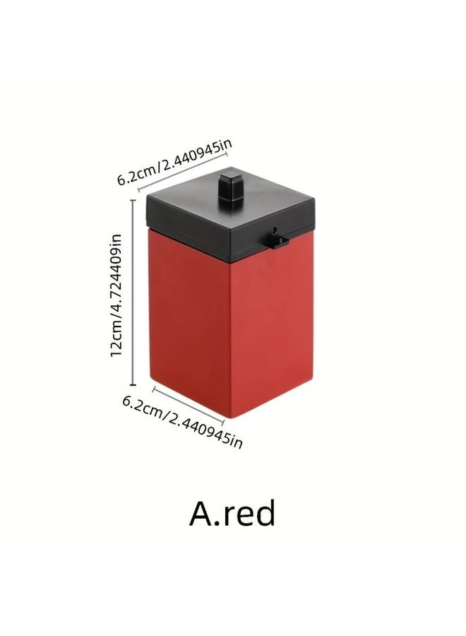 مطفأة سجائر من الفولاذ المقاوم للصدأ باللون الأحمر مع غطاء مقاوم للرياح، محمولة للسيارة والمنزل والمكتب - Image 1