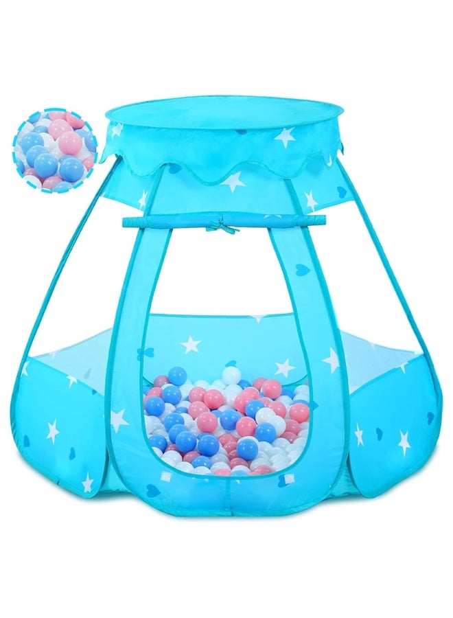 DUNISO Ball Pool, Pop-up Play Tent for Girls, Magic Ball House, Princess Toys, Indoor and Outdoor Playhouse for Children with Carrying Bag (Blue, 115*93*66cm) - Image 1