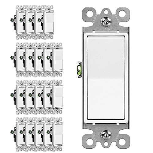CML Hardware (20 Pack) CML 3 Way Decorator Paddle Rocker Wall Light Switch, Single Pole or Three Way, 15A 120/277V, On/Off Interrupter, UL Listed, White - Image 1