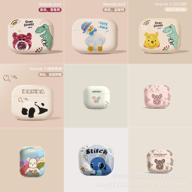 Cute Cartoon Airpods3 Protective Cover Strawberry Bear Suitable For Apple Wireless Bluetooth Headphone Case 1/2 Generation Soft Case - Image 2