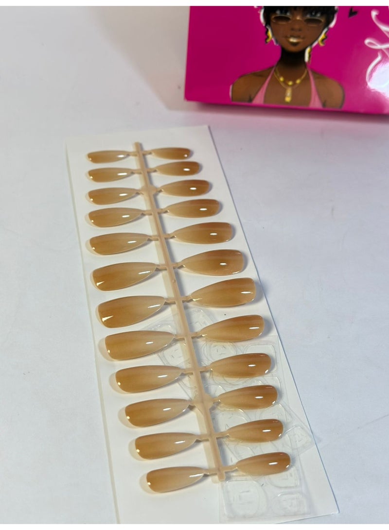 أطراف أظافر احترافية - عبوة واحدة تحتوي على 24 قطعة من وصلات الأظافر الصناعية - ديكورات فنية أنيقة للأظافر للاستخدام في المنزل أو الصالون - Image 1