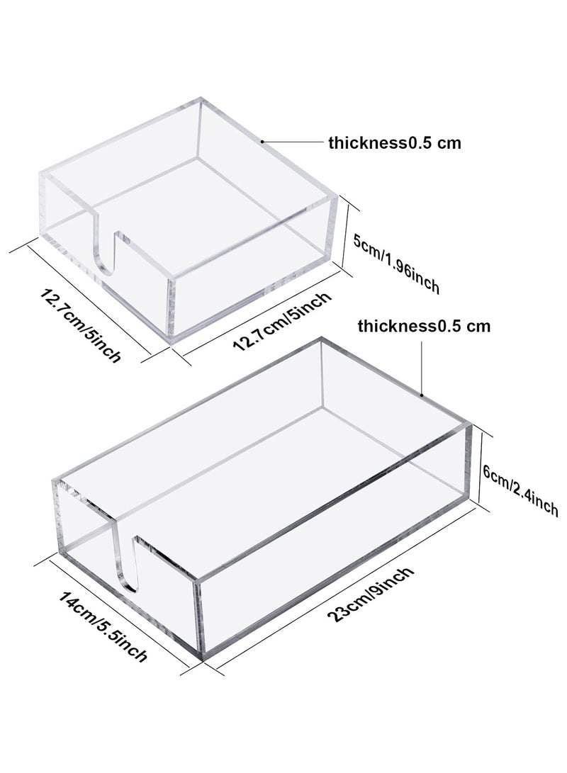 TPGP Acrylic Cocktail Napkin Holder for Table, Clear Beverage Napkin Holder Square Rectangle for Dinner, Kitchen, Bathroom, Restaurant, Bar (2 Pieces, 5 x 5 Inch, 9 x 5.5 Inch) - Image 2