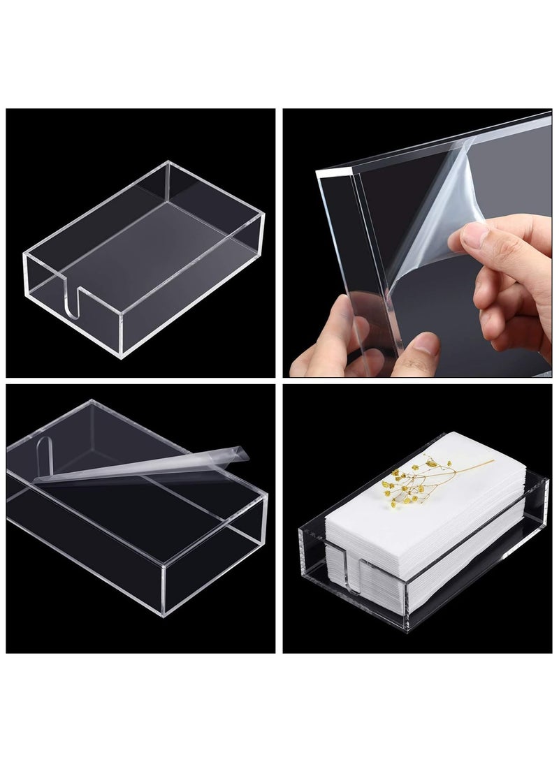 TPGP Acrylic Cocktail Napkin Holder for Table, Clear Beverage Napkin Holder Square Rectangle for Dinner, Kitchen, Bathroom, Restaurant, Bar (2 Pieces, 5 x 5 Inch, 9 x 5.5 Inch) - Image 3