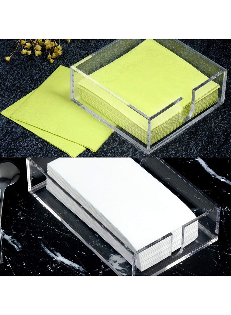 TPGP Acrylic Cocktail Napkin Holder for Table, Clear Beverage Napkin Holder Square Rectangle for Dinner, Kitchen, Bathroom, Restaurant, Bar (2 Pieces, 5 x 5 Inch, 9 x 5.5 Inch) - Image 4