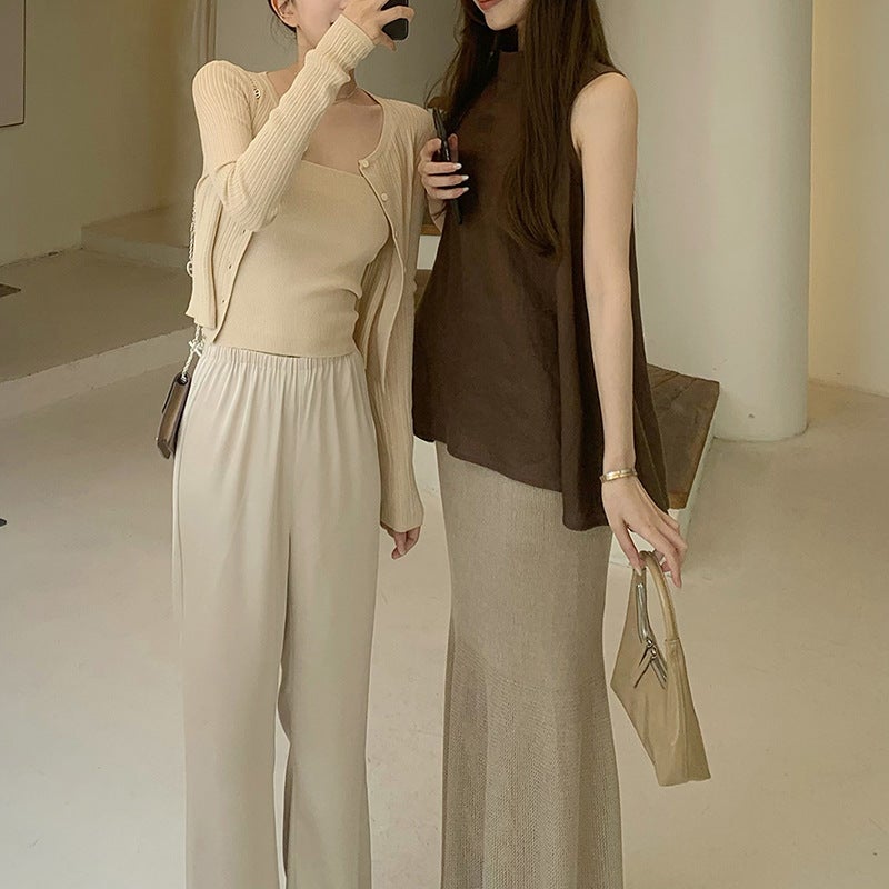 Knitted Cardigan & Camisole Two-Piece Set - Image 4