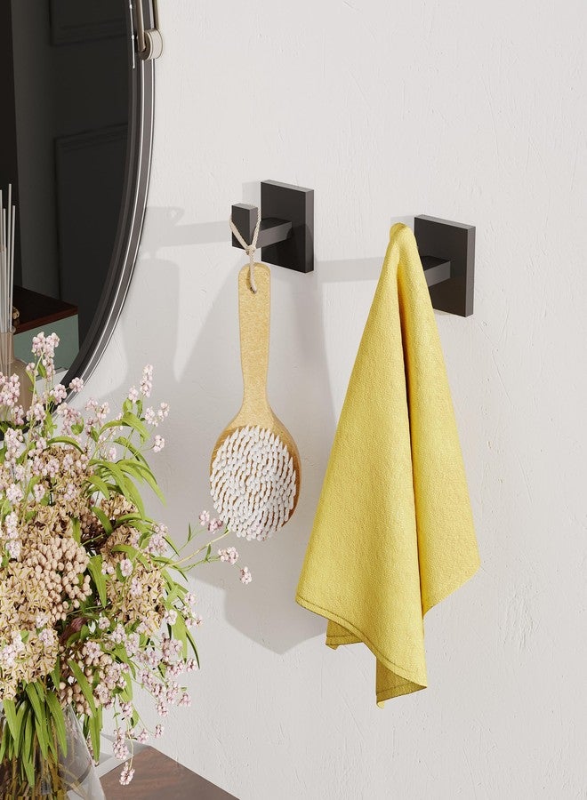 Ruacq Double Towel Hook Matte Black Square Base Bathroom Robe Towel Holder Hand Towel Hanger Stainless Steel Modern Wall Mounted - Image 2