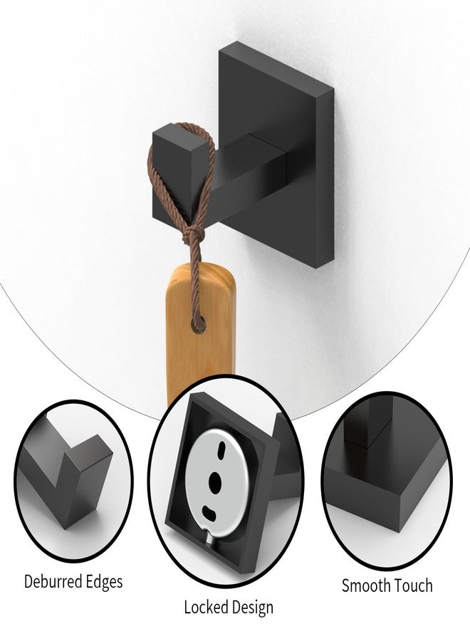 Ruacq Double Towel Hook Matte Black Square Base Bathroom Robe Towel Holder Hand Towel Hanger Stainless Steel Modern Wall Mounted - Image 3