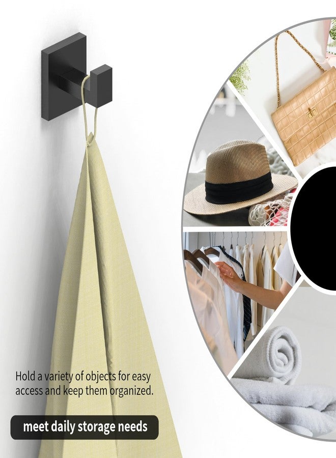 Ruacq Double Towel Hook Matte Black Square Base Bathroom Robe Towel Holder Hand Towel Hanger Stainless Steel Modern Wall Mounted - Image 4