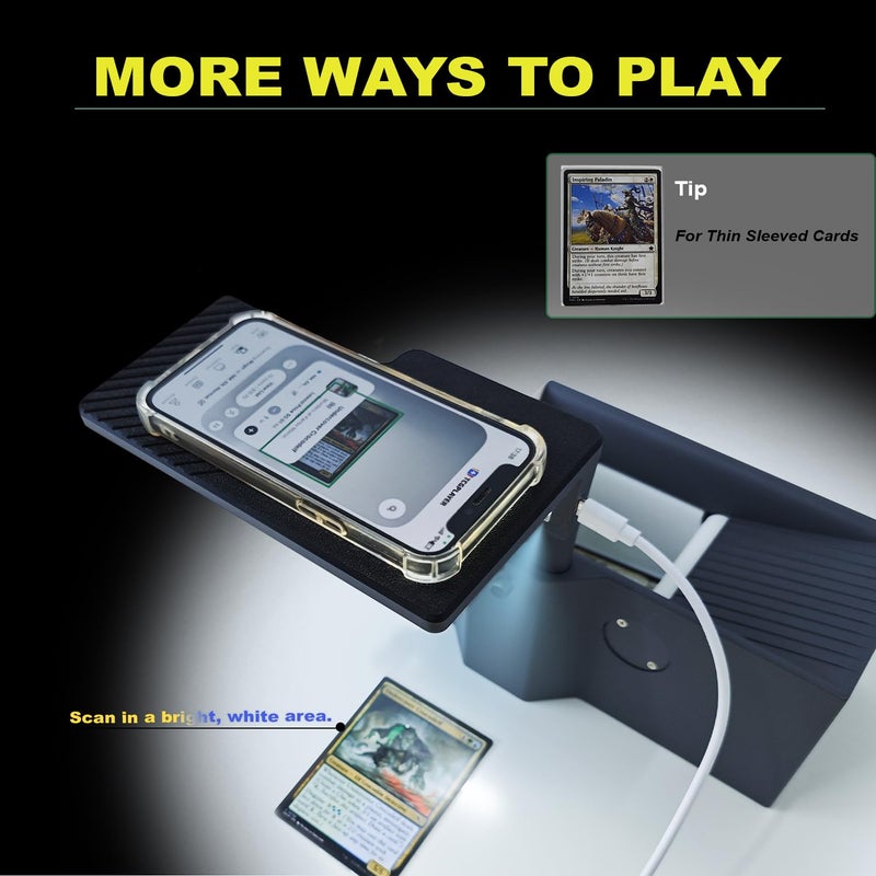 coonoe MTG Card Scanner Stand for Unsleeved Standard Size Cards - Pro - Efficiently Scan Trading Cards - Quick MTG Card Price with ManaBox & TCG Scanner for ManaBox Users, Dark Gray, Lighting - Image 3