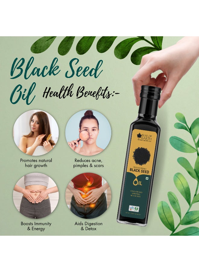 BLISS OF EARTH 500ml Organic Black Seed Kalonji Oil For Eating & Hair Cold pressed & Hexane Free - Image 5