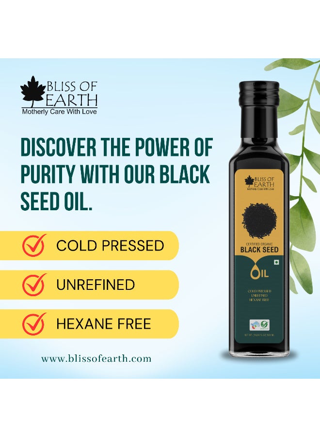 BLISS OF EARTH 500ml Organic Black Seed Kalonji Oil For Eating & Hair Cold pressed & Hexane Free - Image 4