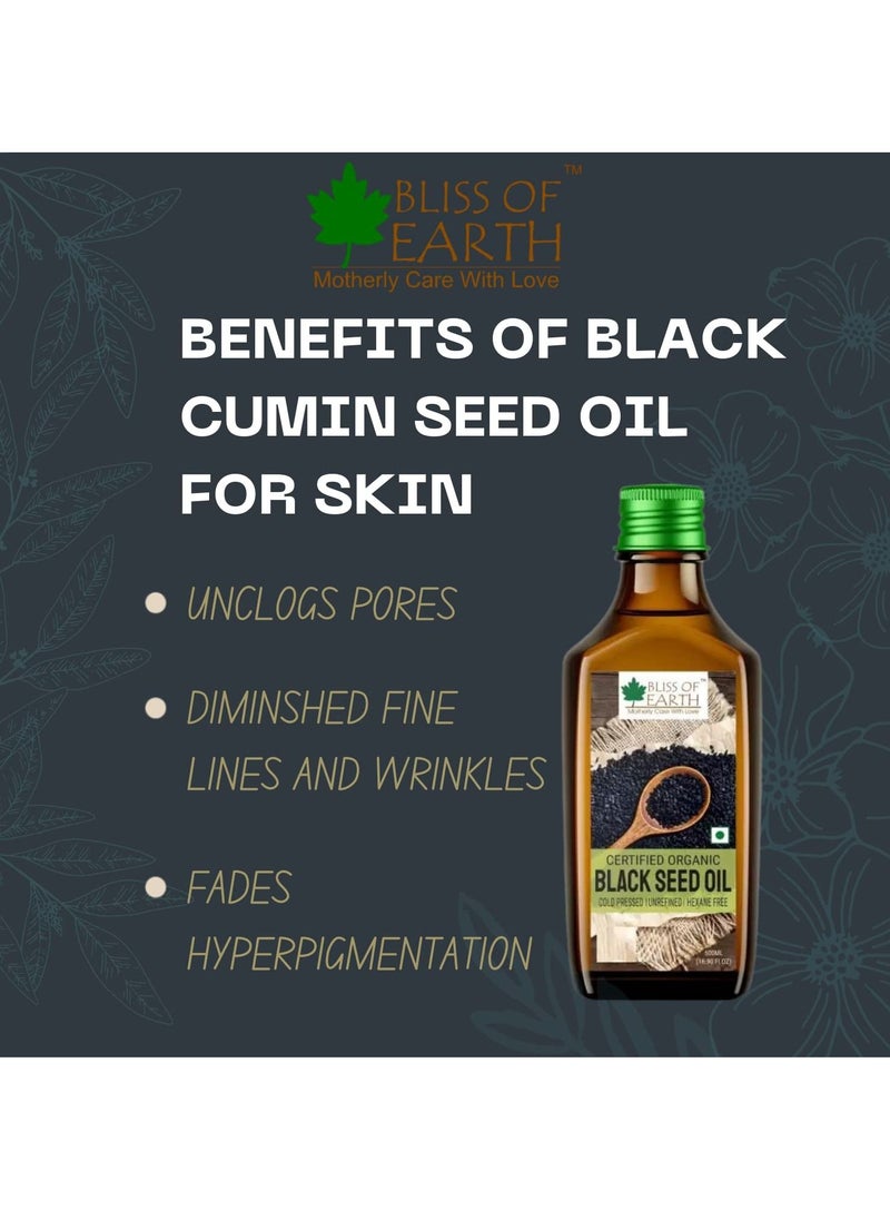 BLISS OF EARTH - 500ml Organic Black Seed Kalonji Oil For Eating & Hair Cold pressed & Hexane Free - Image 1