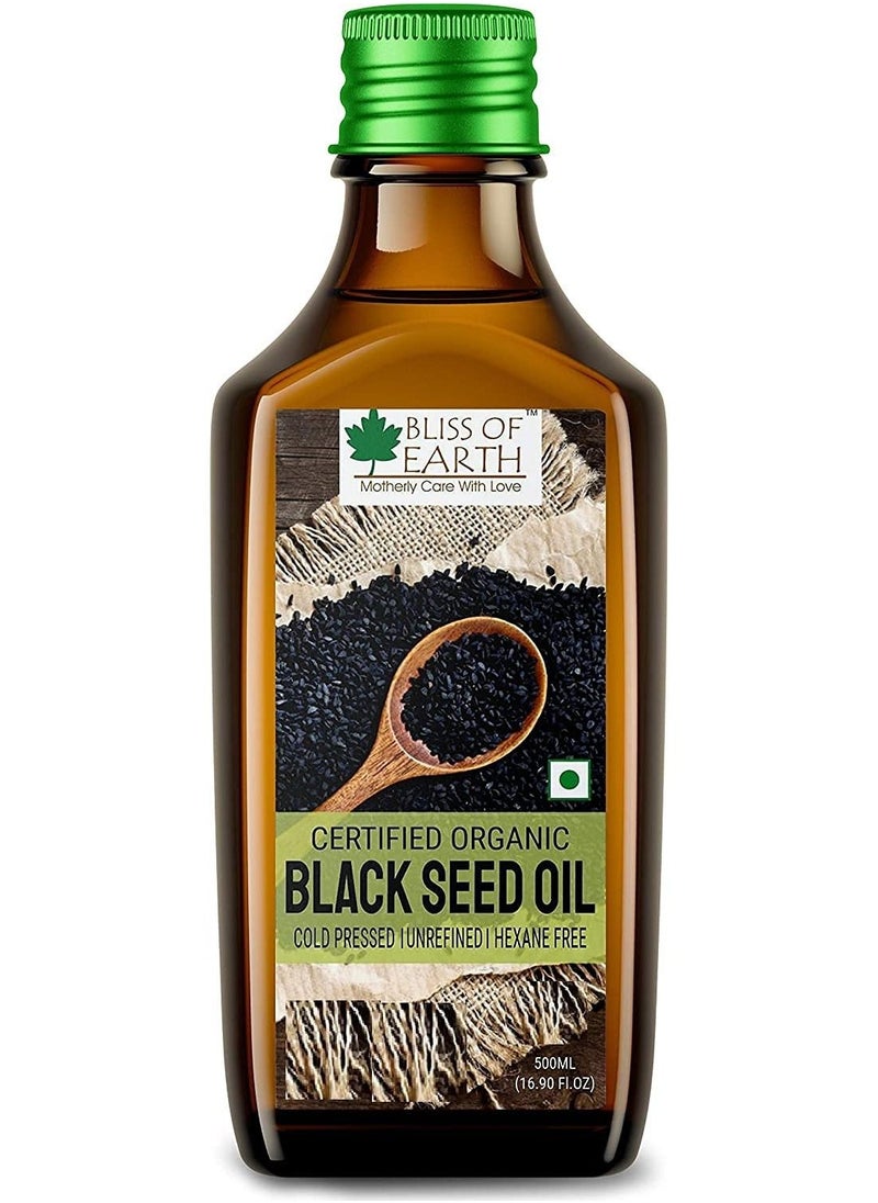 BLISS OF EARTH - 500ml Organic Black Seed Kalonji Oil For Eating & Hair Cold pressed & Hexane Free - Image 1