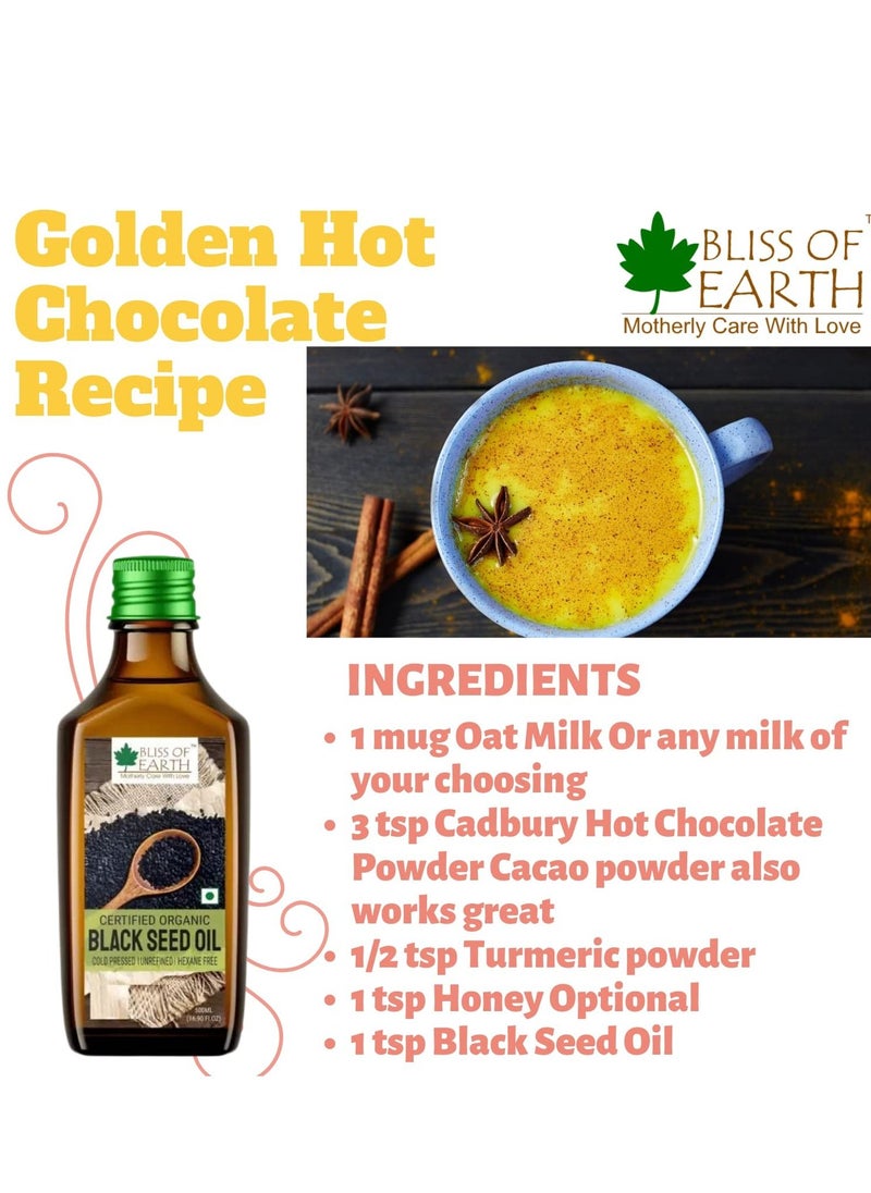 BLISS OF EARTH - 500ml Organic Black Seed Kalonji Oil For Eating & Hair Cold pressed & Hexane Free - Image 1
