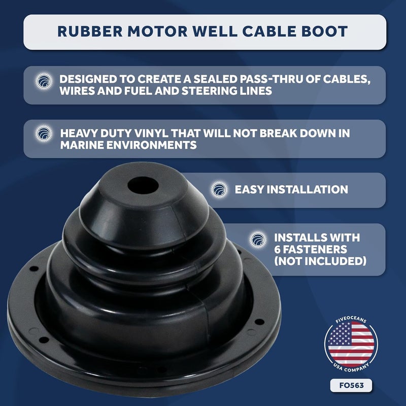 Five Oceans Motor Well Boot, Cable Boot, Covers Holes Up to 5-1/2" Diameter - FO563 - Image 2