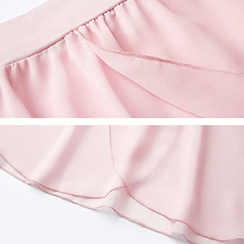 Stelle Ballet Skirts for Girls Toddler Dance Skirt Chiffon Kids Ballet Wrap Skirts (4-6 Years, Black+Pink(Pull On)) - Image 5