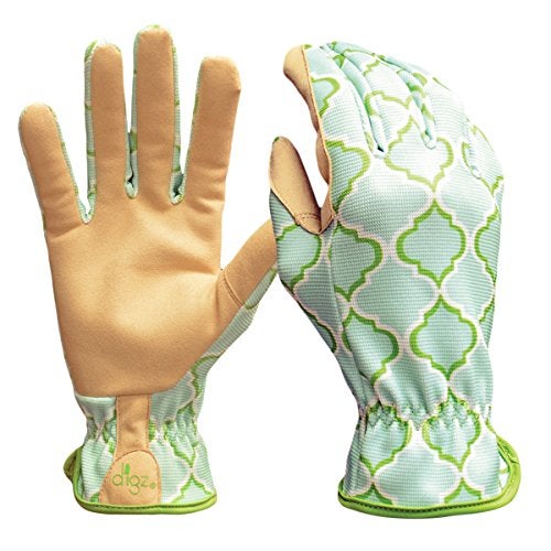 Digz Planter Pro Women's Gardening Gloves and Work Gloves with Touch Screen Compatible Fingertips, Geometric Pattern, Medium,Beige - Image 3