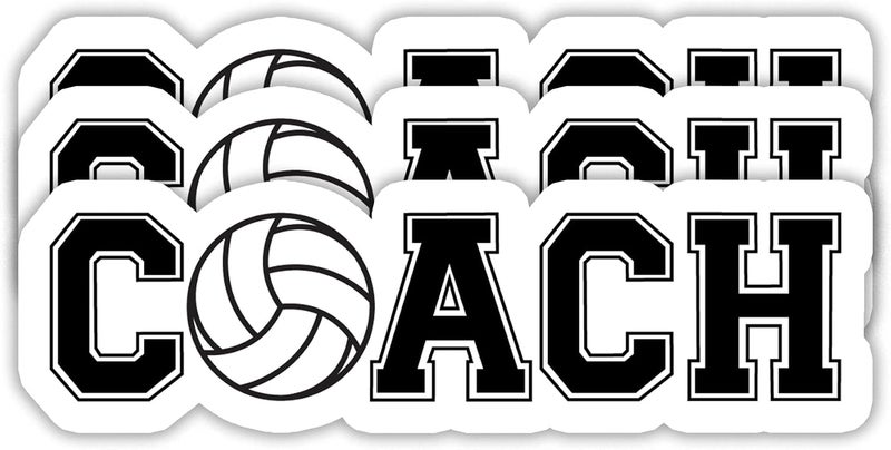EMMACELA (3PCS) Coach Volleyball Sticker, Volleyball Stickers - Waterproof Vinyl Decals for Laptops, Tumblers, Scrapbooks, Books, Water Bottles Size 3 x 0.9 Inch - Image 1