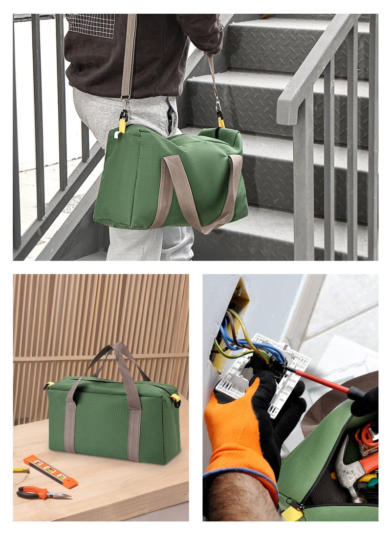 LAWAZIM - Tool Bag Thickened Wear-Resistant Large Capacity Canvas Bag - 16 inch Army Green - Tool Bag with Zippered Top, Adjustable Strap, and Durable Handles - Ideal for Home, Workshop, and Outdoor Use - Image 1