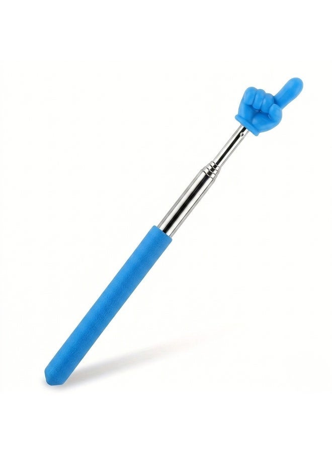 Telescopic Teacher Pointer with Finger Design Retractable Extendable Presentation Stick for Classroom Teaching and Training (Blue) - Image 1