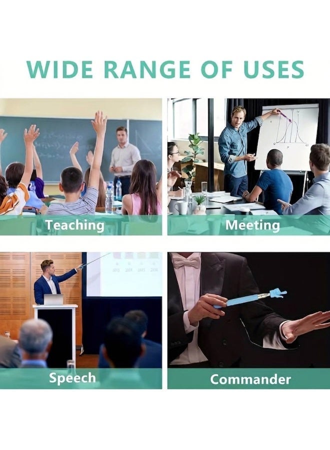 Telescopic Teacher Pointer with Finger Design Retractable Extendable Presentation Stick for Classroom Teaching and Training (Blue) - Image 3