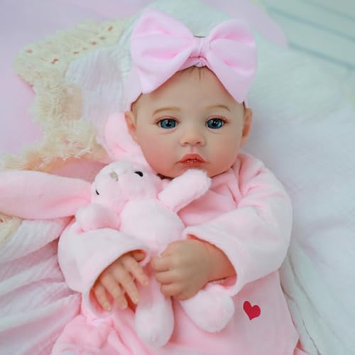 KSBD Realistic Reborn Baby Dolls 18Inch Lifelike Newborn Baby Doll with Open Eyes Poseable Handmade Real Life Baby Doll Gift Set with Accessories for Kids Ages 3 - Image 5