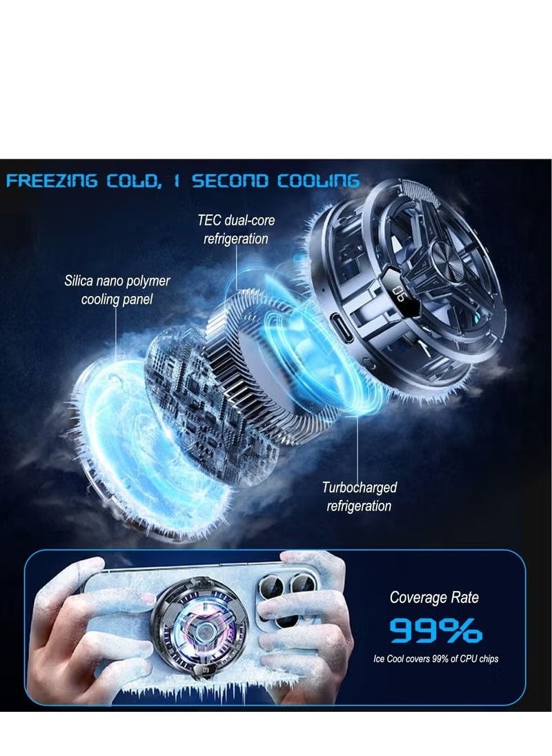 Coconut Semiconductor Mobile Cooler for Phone/Switch/Pad/Laptop,Yakiter,Real-time Temperature Display,Color Cycle Cell Phone Cooler Compatible with iPhone/Android Phone/Tablet, Fit for Gaming,Outdoor Vlog  - Image 2