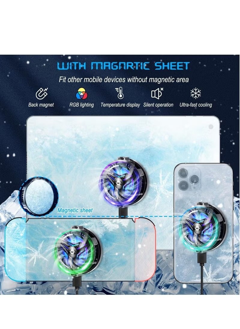 Coconut Semiconductor Mobile Cooler for Phone/Switch/Pad/Laptop,Yakiter,Real-time Temperature Display,Color Cycle Cell Phone Cooler Compatible with iPhone/Android Phone/Tablet, Fit for Gaming,Outdoor Vlog  - Image 3